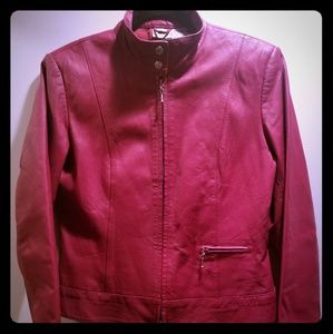 Sleek Red Leather Jacket
